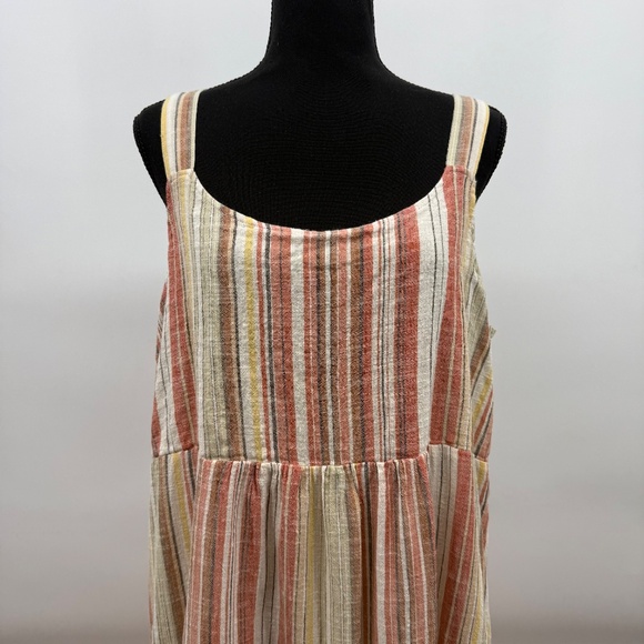 Linda Anderson Dress Women XXL Multicolor Sleeveless Stripe Tiered Maxi House - Picture 2 of 15